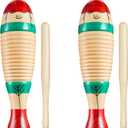 2 Pieces Colorful Fish Shaped Guiro Instrument Latin Musical Wooden Frog Instrument Musical Percussion for Adults with Rhythm Sticks