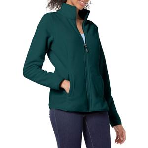 Amazon Essentials Women's Classic-Fit Full-Zip Polar Soft Fleece Jacket (Large, Dark Green Heather)