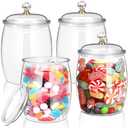 Nuogo 4 Pcs Plastic Candy and Cookie Jars with Lids Clear Cookie Container Candy Jars Large Airtight Apothecary Storage Organization for Wedding Home Kitchen Bar(42 oz)