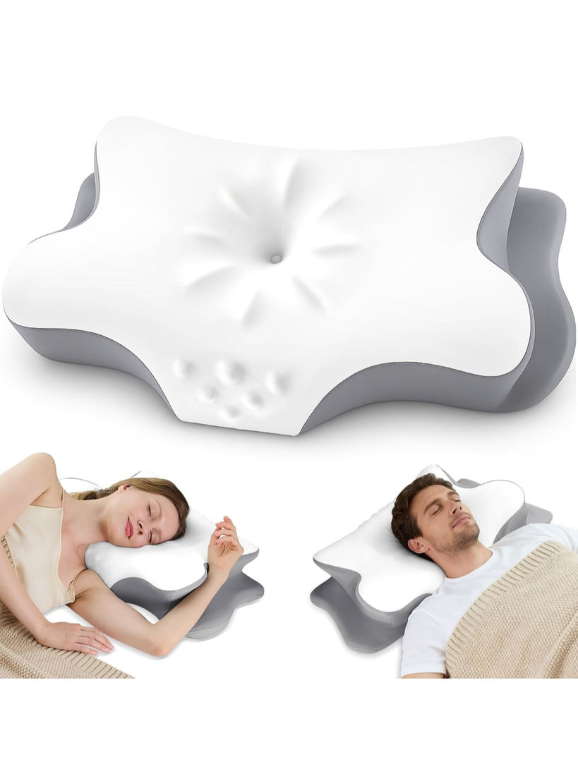 Cervical Neck Pillow for Pain Relief – Ergonomic Memory Foam Pillow for Side Sleeper Contour Orthopedic Bed Pillow for Neck Support with Cooling Cover – Ideal Christmas Birthday Gift for Women Men
