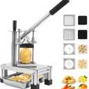 GarveeHome Commercial French Fry Cutter Vegetable Fruit Chopper with 4 Replacement Blades Stainless Steel Vegetable Dicer Fruit Slicer for Onion Potato Carrot Tomato