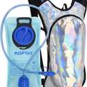 Roptat Hydration Backpack Pack with 2L Hydration Bladder - Lightweight Water Backpack Keeps Water Cool up to 4 Hours Pouch for Women Men Running Riding Biking (Black) (Sliver-Laser)