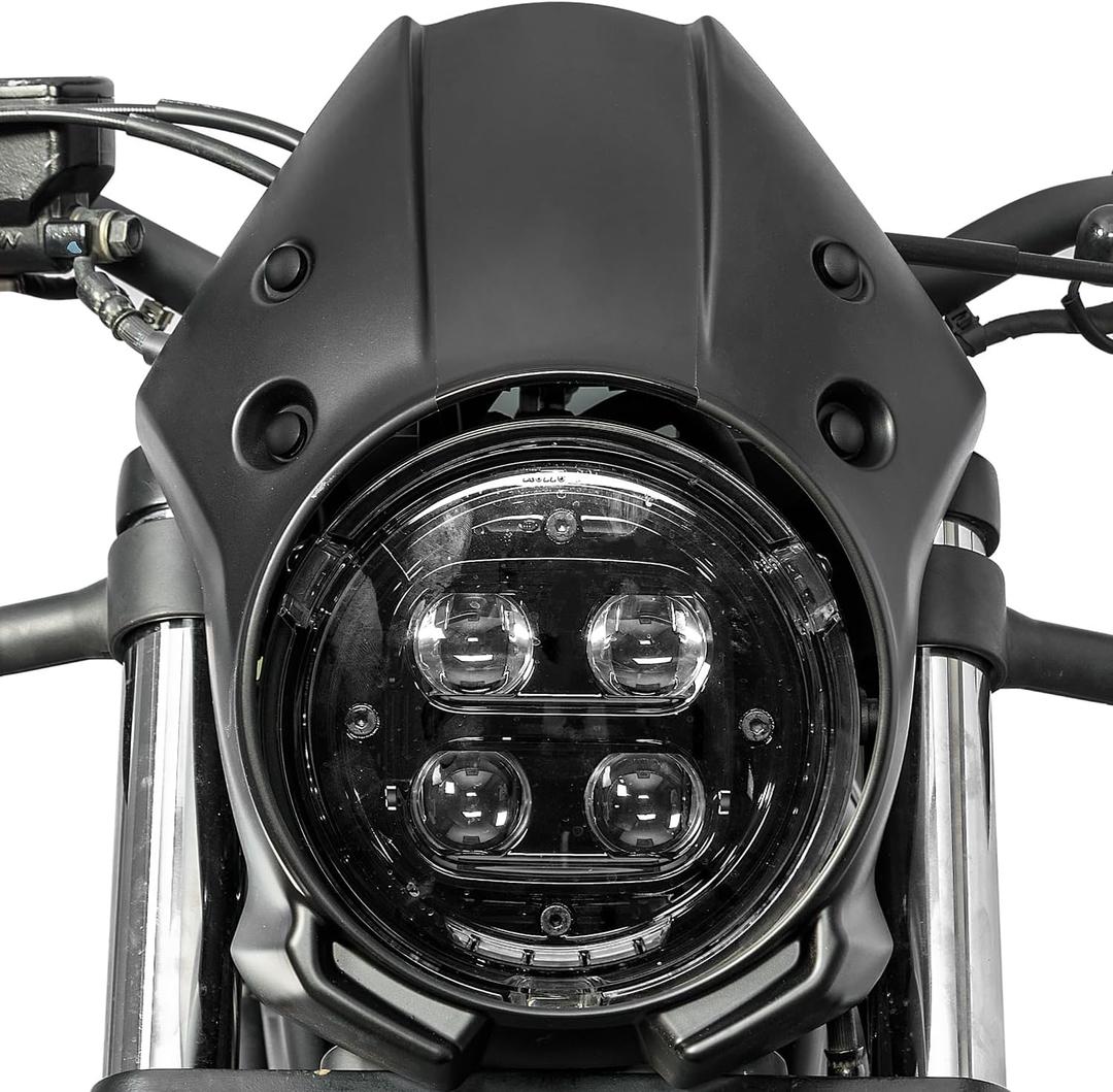 Motorcycle Headlight Fairing Cowl Windshield for Honda Rebel 500 300 2018 2019 2020 2021 2022 2023 2024 2025 2026 CMX500 CMX300 Windscreen Mask Deflector Protector (Black)