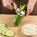 2Pack Multi Vegetable Peeler for Potato Apple Carrot - Stainless Steel Blade Kitchen Tool, Fruit & Citrus Peeler with Wooden Handle and Bottle Opener, Cabbage Cutter for Home Kitchen