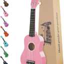 Trendy Soprano Ukulele for Beginners 21 Inch Hawaiian Wood Ukelele for Adult Student Starter (Pink)