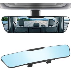 LivTee Anti Glare Rear View Mirror, Universal 12'' (305mm), Wide Angle Panoramic Convex Rearview Mirror, Clip-on to Original to Eliminate Blind Spot and Antiglare for Cars SUV Trucks
