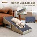 2 in 1 Ottoman Dog Ramp with 6 Fabric-Covered Anti-Slip Grip Rails, Paw-Friendly Full Fabric Surface, 15.7 in Wide Stable Folding Pet Ramp Stool for Couch Bed, 4 Leveling Feet, 150 lb Capacity