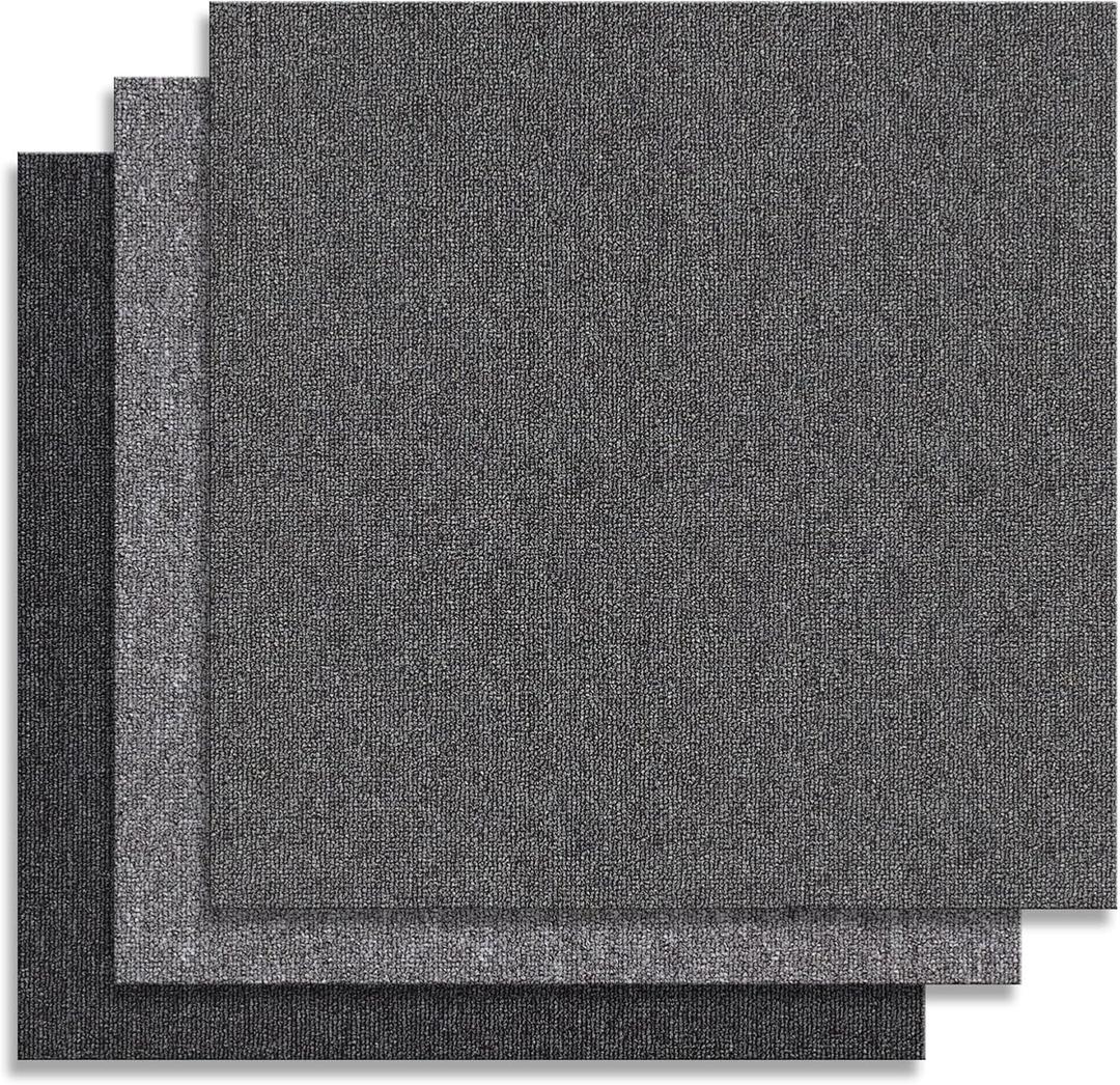 20" X 20" Carpet Tiles, Carpet Squares, 24 Tiles/64.5 Sq.Ft per Box, Floor Carpet Tiles for Home Office Industry, Grey