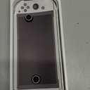 JEMDO Dockable Protective Case for Nintendo Switch OLED 2021 with 5 Game Card Slots,Ergonomic Comfort Grip,Shockproof Dockable Cover Accessories, Tempered Glass, Joy-Con Thumb Grips (White-Set)