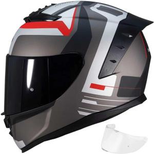 Full Face Motorcycle Helmet,Helmets for Adults Motorcycle, MG611 Motorbike Racing Street Bike Helmets with Black Visor for Men Women,DOT Approved (Matte Gray Cloud, M)