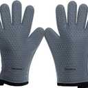 KITCHEN PERFECTION S Silicone Smoker Oven Gloves for Women -Extreme Heat Resistant BBQ Gloves -Handle Hot Food Right on Your Grill Fryer |Waterproof Oven Mitts Cooking Gloves |Superior Set+3 Bonuses (Light Gray)