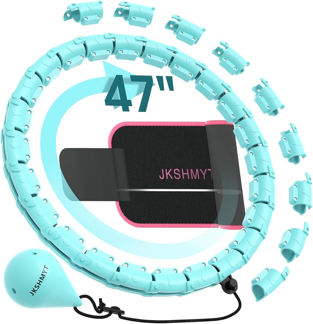 JKSHMYT Smart Weighted Fit Hoop Plus Size for Adults Weight Loss, Hula Circle-2 in 1 Infinity Fitness Hoop, 24 Links Detachable & Size Adjustable, with Waist Trainer for Women