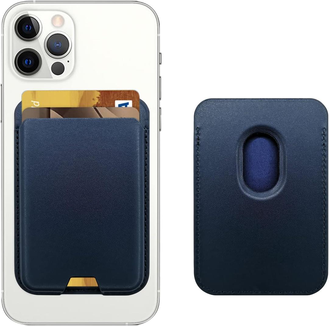 Magnetic Wallet Compatible with MagSafe for iPhone 16 15 14 13 12 Pro Max Plus Model, Mag 3 Safe Card Holder Stick on for Apple Cell Phone, Cyaneous