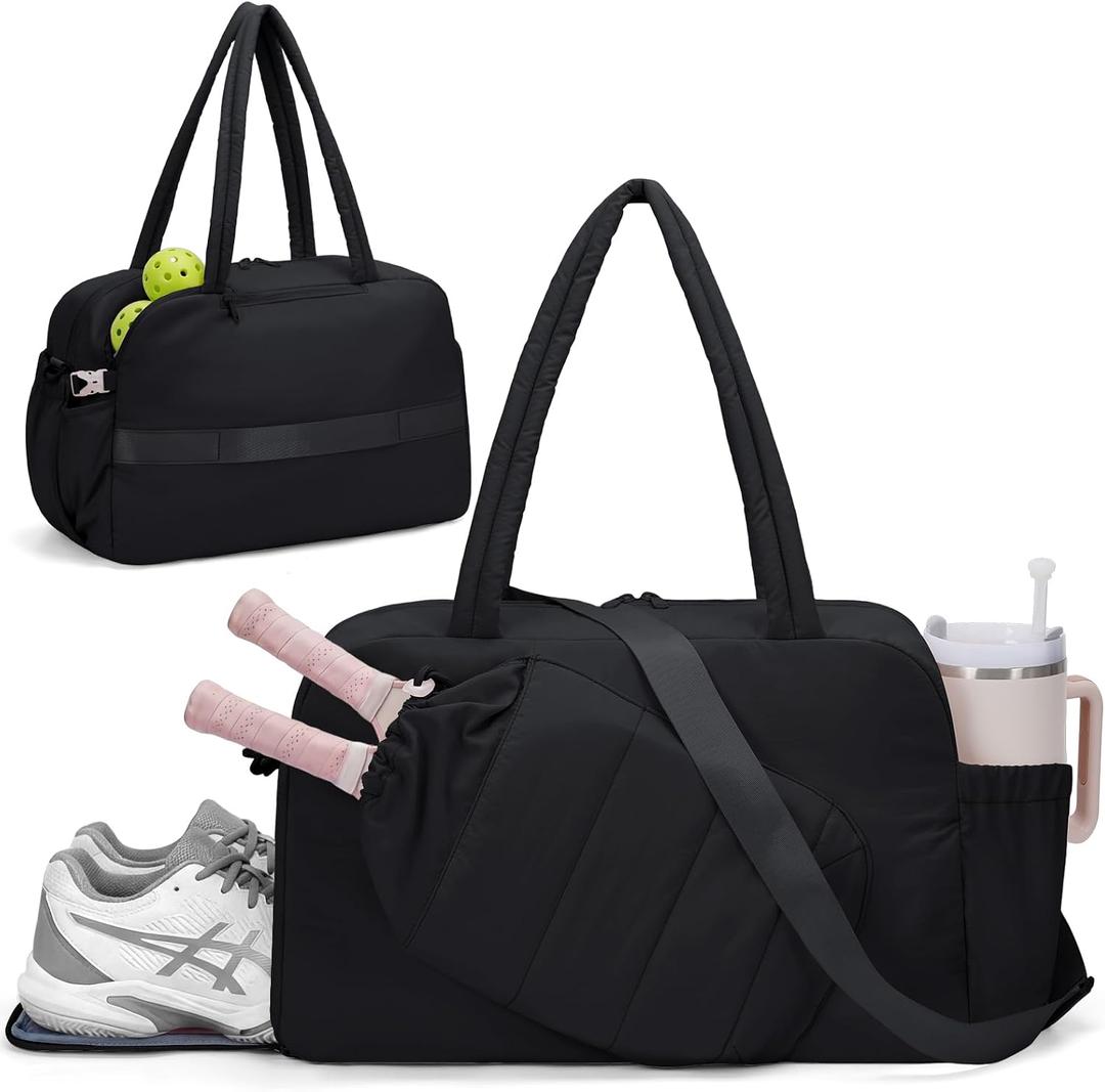 Wandering Nature Pickleball Bag for Women with Paddle & Ball Pockets, Shoe Compartment, 18.9 x 7.5 x 12.2 inches