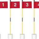KINGTOP Golf Flagstick Mini, Putting Green Flag for Yard, All 3 Feet, Double-Sided Numbered Golf Flags, Golf Pin Flag Hole Cup Set, Portable 2-Section Design, Gifts Idea (4 Pack-Yellow Pole w/ Red Flags #1,2,3,4)