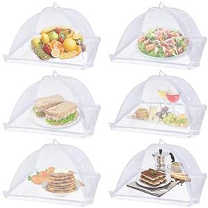 Lauon Large Food Cover,5 Pack Mesh Food Tent,17"x17",White Nylon Covers,Pop-Up Umbrella Screen Tents,Patio Net for Outdoor Camping, Picnics, Parties,BBQ,Collapsible and Reusable