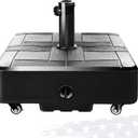 FRUITEAM Fillable Mobile Umbrella Base, 100 LBS Patio Umbrella Weight Base Heavy-Duty,Plastic Base Water & Sand Filled Umbrella Stand Holder with 4 Wheels, Easy to Move