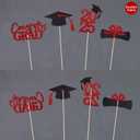 4 x Gexolenu 16 PCS Red and Black Double-Sided 2025 Graduation Centerpieces for Tables, 2025 Table Toppers Party Centerpiece Sticks Party Supplies, Graduation Party Decorations Class of 2025, Set of 4