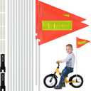 2 Sets Bike Flags with Pole, 6 Ft Safety Reflective Flags with Pole for Kids and Adult, Adjustable Heavy Duty Fiberglass Flag Pole, Tear-Resistant & High Visibility Orange Safety Flag for Cycling