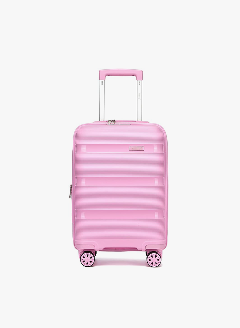 Kono Carry On Luggage 20 Inch Expandable 22x14x9 Airline Approved Hard Shell Travel Trolley 4 Spinner Wheels Lightweight Polypropylene Suitcase with TSA Lock, Pink