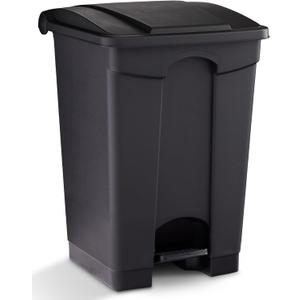 Safco Plastic Step-On Trash Can for Hands-Free Disposal, Great for Home and Commercial Use, 12 Gallon, Black (9925BL)
