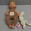 12" Baby Dolls with Carrier Bassinet,Newborn Alive Doll with Accessories and Knit Clothes Includes Pacifier,Bunny Toy,First Baby Doll for Toddlers 3 Ages and Up