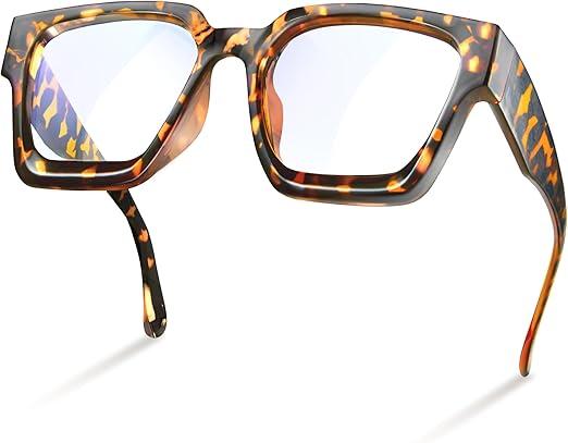 livho Oversized Blue Light Blocking Glasses for Woman  Rectangle Fashion Glasses for Computer, Chic Preppy Frame