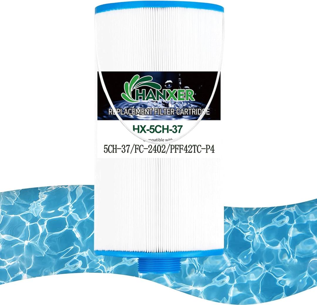HANXER PFF42TC-P4 Spa Filter Cartridge Replaces for Watkins 303279, 5CH-37, 78460, FC-2402, SD-01322, LSX1057, Lifesmart, Freeflow, AquaTerra Hot Tub Filter, 40 sq.ft, 1 Pack