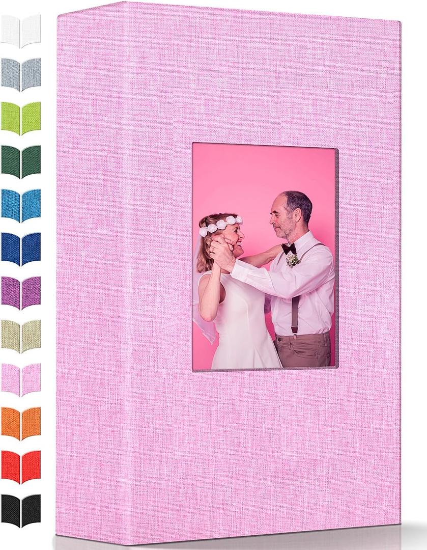 Artfeel Photo Album 4x6 with 300 Pockets,Slip-in Picture Albums,Linen Cover Memory Book with Front Window,White Page Vertical Photo Book for Wedding,Family,Anniversare,Baby,Vacation