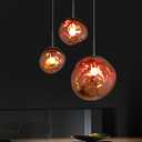 Sedelan Cluster 3-Light Pendant Light, Island Light Lava Effect When Lit & Mirror Finish When Off, Metal & PE Shade, Modern Pendant Lighting for Kitchen Island Dining Living Room,Globe Blown Rose Gold