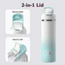 OISIZ Insulated Water Bottle 24 oz with 2 in 1 Spout and Straw Lid,One Click Safety Lock,100% Leakproof,Keep Cold 24H,Vacuum Stainless Steel Water Bottle for School,Travel and Sports,Dishwasher Safe, Frost