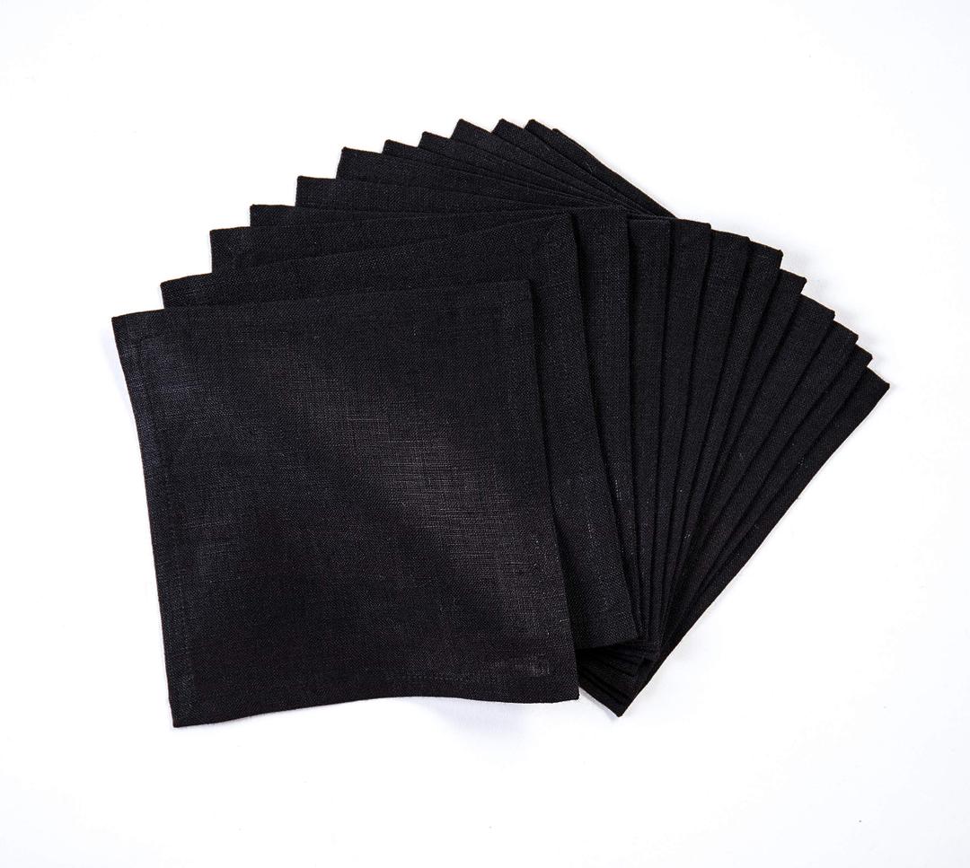 Solino Home 100% Linen Cocktail Napkins Pumpkin, Fete 6 x 6 in, Set of 12