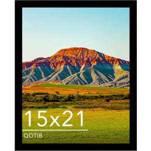15x21 Picture Frame Black for Wall Mounting, Horizontal and Vertical Formats for Wall Hanging, Wood 15x21 Frame, Black, 1 Pack