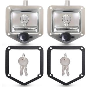 Tutor Auto 2-Pack T-Handle Latches, Truck Bed Tool Box Latch with Highly Polished Stainless Steel Locks, Gaskets, and 4 Keys - for RV, Camper, Truck, Trailer, Toolbox