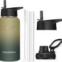 2 x STACEGEELE Insulated Vacuum Water Bottle with Spout Lid & Screw on Top | Stainless Steel Flask for Kids Leak Proof Lightweight Eco Friendly 18oz / 24oz / 32 oz / 40oz(32oz Nightfall)