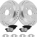 MOTOREVO Rear Brake Kit for Corolla 2009-2019 (ONLY Rear Disc, Not for Drums) Geomet Coated Brake Rotors & Ceramic Brake Pads [2019 Only for 1.8L Not for 2.0L Engine Models] 259mm(10.2in) Rotors
