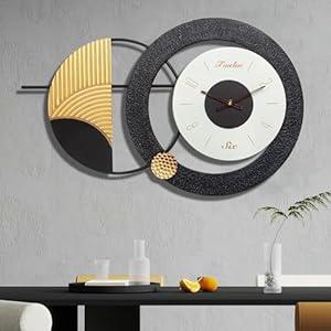 Anmotpe Modern Wall Clock Battery Operated Big Wall Clocks Large Mid Century Clock for Living Room,Silent Metal Wall Watch Circle Geometric Timepiece for Home,Living Room,Bedroom-26X16inch