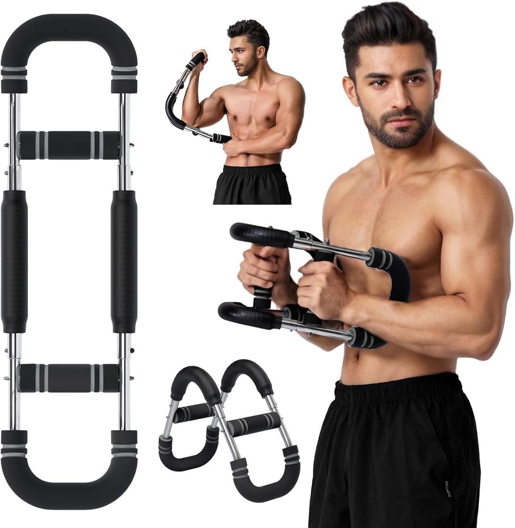 Twister Arm Trainer, Adjustable Chest Workout Equipment, Twister Arm Chest Exerciser Home Gym Strength Trainer, Portable Detachable Spring Workout Bar Home Fitness Equipment,70-110lbs