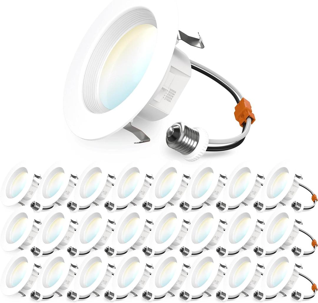 Sunco 24 Pack 4 Inch LED Recessed Lights, Retrofit Can Lighting, 660 LM, 11W (40W Equivalent), Selectable CCT 2700K/3000K/3500K/4000K/5000K, Dimmable, Baffle Trim, Replacement Conversion Kit UL.