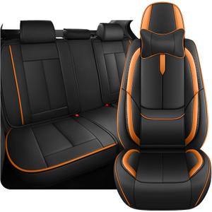 5 Full Seat Covers for Mercedes Benz C300 2000-2025 with Headrests, Premium Nappa Leather Seat Cover, Fully Wrapped Protect Modern Style Seat Cover (5-Seat Luxury, Black & Orange) 5 Full Seat Covers for Mercedes Benz C300 2000-2025 with Headrests, Premium Nappa Leather Seat Cover, Fully Wrapped Protect Modern Style Seat Cover (5-Seat Luxury, Black & Orange)