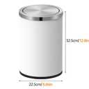 Mbillion Small Trash Can with Swing Lid 4 Gallons/ 15 Liter, Mini Trash Can with lid, Stainless Steel Cylindrical Garbage Can for Home and Office Bathroom Bedroom, for Ground and Desktop White