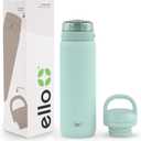 Ello Cooper 22oz Stainless Steel Water Bottle with 2 Lids Chug and Straw | Leak Proof Double Walled and Vacuum Insulated | Fits Car Cupholder | Built in Carry Loop | Dishwasher Safe | Yucca