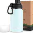 koodee Small Water Bottle 12 oz Stainless Steel Vacuum Insulated Wide Mouth Water Bottle with Leakproof Spout LidBby Blue