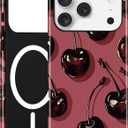 Compatible with MagSafe Cherry Phone Case for iPhone 17 Pro, Cute Magnetic Aesthetic 3D Cherry Design Soft TPU and Hard PC Shockproof Protective Phone Cover for Women Girls-Red
