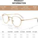 Small Metal Round Reading Glasses for Women Men Classic Vintage Retro Shades Blue Light Blocking Computer Readers