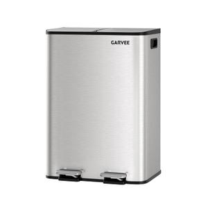 Garvee 2-in-1 Kitchen Trash and Recycle Combo, 30L (2 x 8 Gal) Stainless Steel Step Trash Can with Soft-Close Lid, Dual Compartment Garbage Bin for Kitchen
