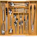 budu Silverware Drawer Organizer #19.7" Depth  Utensil Holder, Kitchen Drawer Organizers for Flatware, Cutlery  Perfect Utensil Organizer for Silverware & Other Kitchen Organization Tools & Storage (Bamboo - Natural)