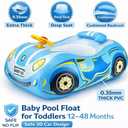 Baby Pool Float Toddler Floaties 3D Car Baby Float for 12-48 Months Inflatable Heavy Duty 0.35mm PVC Seat Boat Pool Toys Float No Flip Swimming Floaties for Boys&Girls1-5 Years