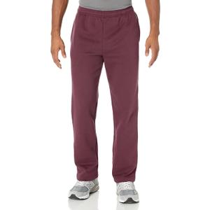 Amazon Essentials Men's Fleece Open Bottom Sweatpant  (Large, Burgundy)