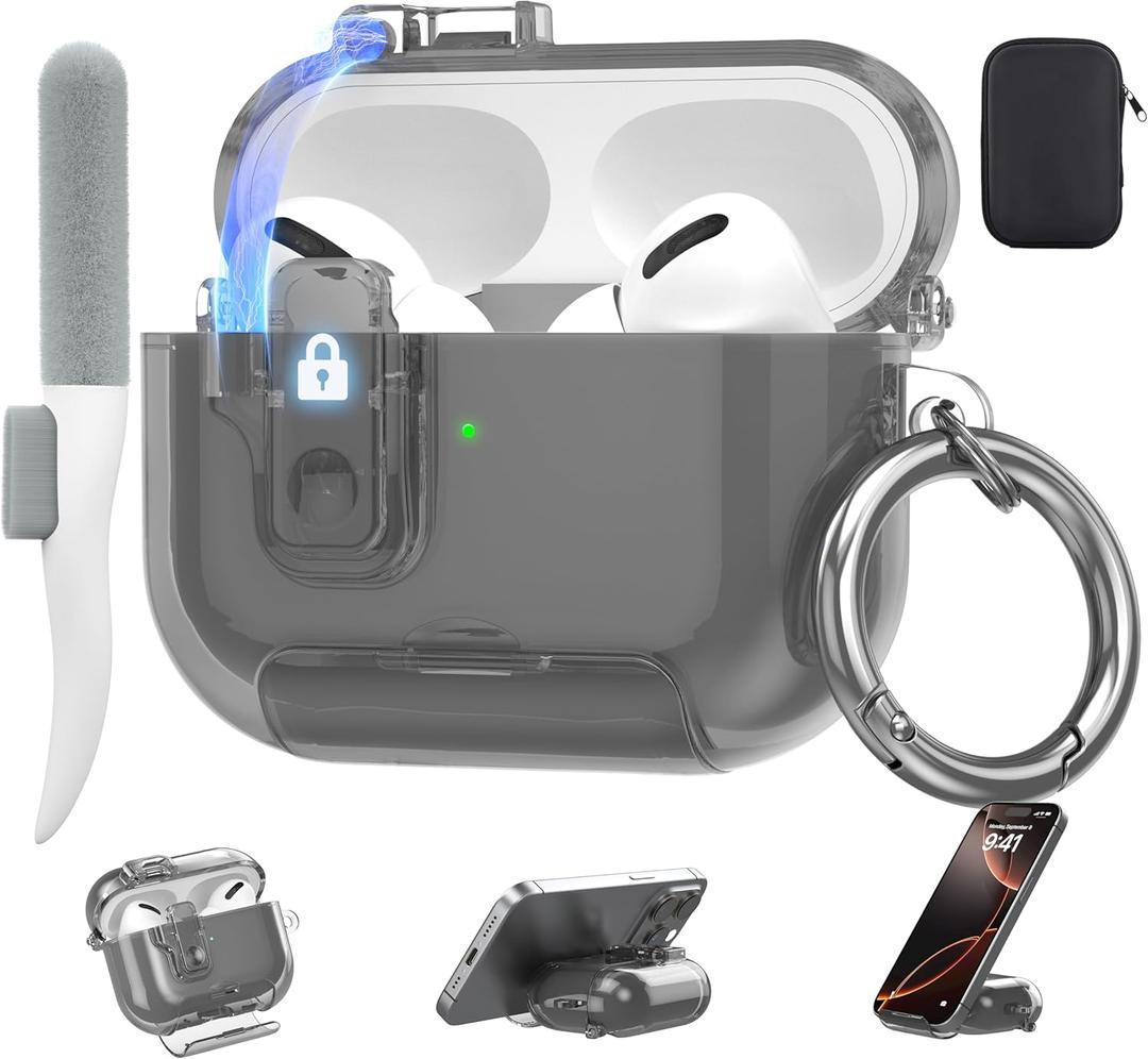 Valkit Compatible Airpods Pro 2nd Generation Case Clear, Soft TPU AirPods Pro 2 Case Transparent Protective Cover for Women Men Shockproof iPods Pro 2 Cases Skin for Airpods Pro 2 Charging Cases (Black with Lock)